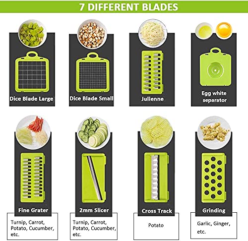 Vegetable chopper, Onion chopper Mandoline Slicer with Stainless steel blade Include Clean Brush and Hand Guard Made in USA (Black)