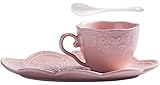 WAIT FLY Lovely Embossed Ceramic Cups And Dishes/ Dim Sum Dishes/ Afternoon Tea Breakfast Combination Set