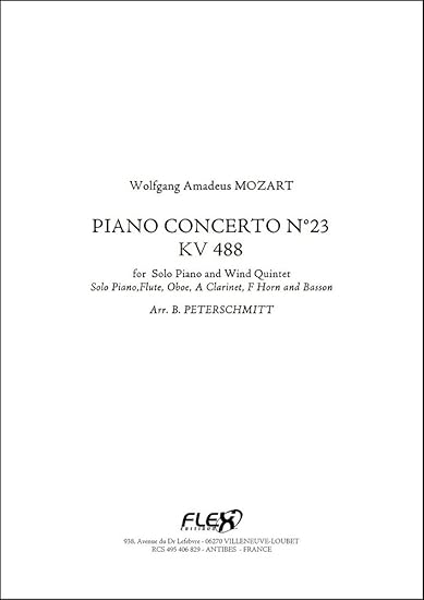 Partition Classique Concerto Pour Piano No 23 Kv 488 W A Mozart Quintette A Vent Et Piano Mozart Wolfgang Amadeus Amazon Fr Instruments De Musique