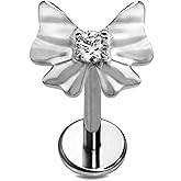 Cords Club Sweetheart Bow Flat Back Stud – ASTM-F136 Implant Grade Titanium - Push Pin Design for Sensitive Ears – Available in 18K PVD Gold Plated & Titanium Silver (Single Earring)