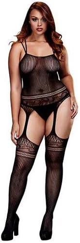 Baci Jacquard Plus Size Black Lace Suspender Bodysuit Queen Size