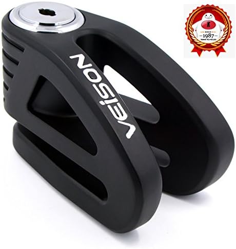 Acekit Veison Brake Disc Lock 6MM Lock Pin with Remind Cable for Motorcycle and Bicycle… (Black)