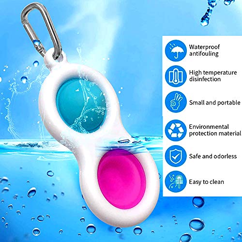 4PCS Simple Dimple Fidget Keychain, Mini Popping Fidget Toys Sensory Therapy Popper Portable Stress Relief Hand Toys for Kids and Adults in Office Home School（Muti-Colored)