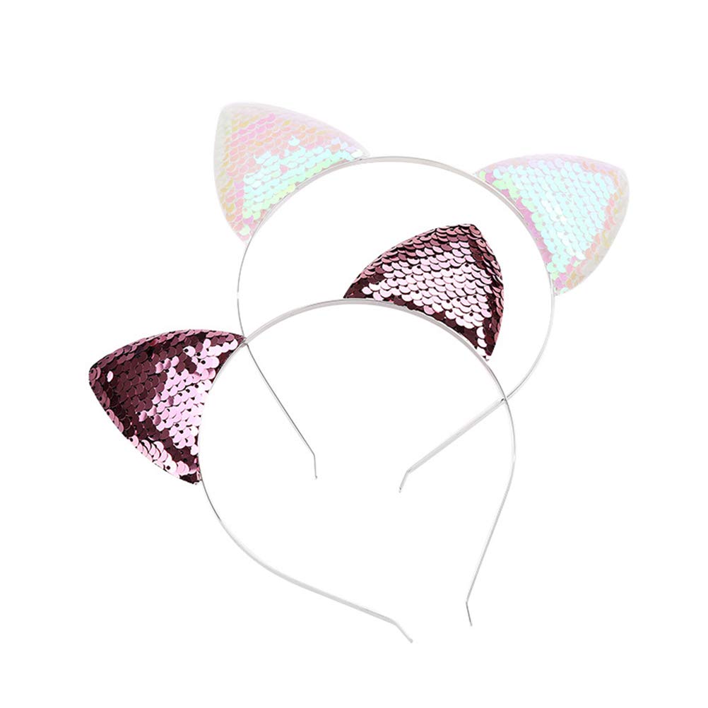 Katzenohren Haarreifen Mit Glitzer Pailletten - 10 Bunte Stirnbänder Für Party & Cosplay