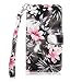 Motorola Droid Turbo / XT1254 Case - Cellularvilla Pu Leather Wallet Card Flip Open Pocket Case Cover Pouch for Motorola Droid Turbo / XT1254 (Black Pink Flower)
