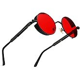 GYsnail Make the world clear Polarized Steampunk Sunglasses, Round Lennon Shades for Outdoor Activities, Fashion Cool Eyewear