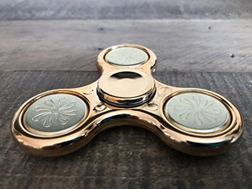 Spizzy | Durable Tri-Spinner Gold Metallic Fidget Spinner with Stainless Steel Bearings | Helps Focus and Relieves Anxiety, ADD, ADHD, EDC and PTSD