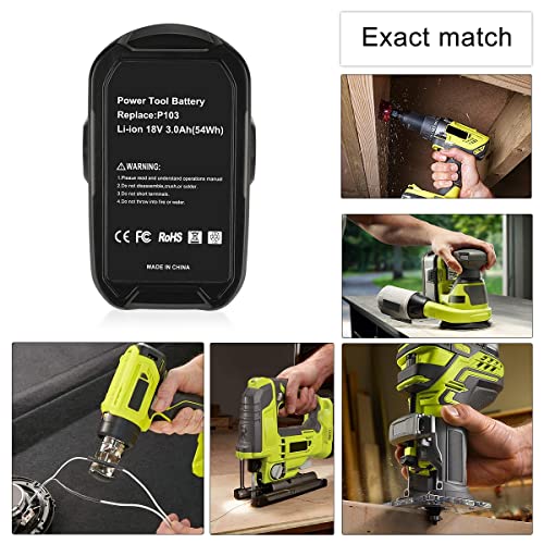Powilling 2Pack 3500mAh Ryobi 18V Lithium Battery Pack Replacement for Ryobi 18-Volt ONE+ P104 P105 P102 P103 P107 P108 Cordless Tools Battery with P117 Replacement Charger