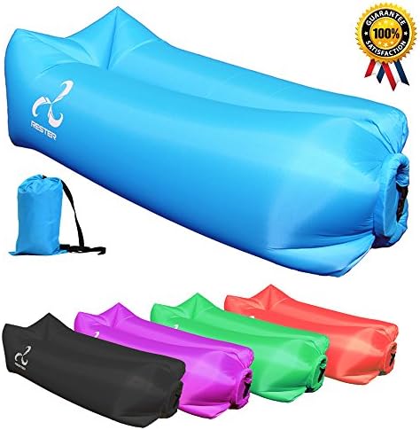 RESTER Inflatable Lounge Bag Air Lazy Sofa Hammock Pool Float Ships with Carry Bag.Inflates in Seconds.Suitable for Indoor or Outdoor Hangout,Camping Picnics,Beach Parties,Hiking(Blue)