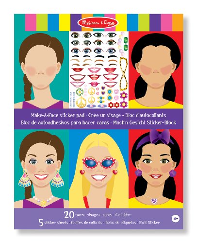 Melissa & Doug Make-a-Face Sticker Pad - Fashion Faces, 20 Faces, 5 Sticker Sheets