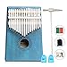 Apelila 17 Key Kalimba Thumb Piano, Solid Mahogany Wood Body Finger Piano with Tune Hammer,Carry Bag,Pickup,Key Stickers(Blue)