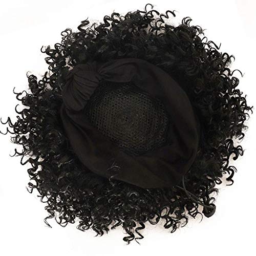 Short Curly Headband Wigs for Black Women, Drawstring Headwrap Hairstyles Synthetic Hair Wigs Headband Afro Wigs Natural Color (7Inch Red Headband)