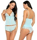 Avidlove Women Lace Lingerie Mesh Pajama Cami Shorts Set Babydoll Chemise
