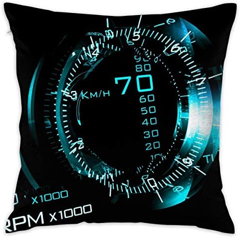 ERCGY Pillow Cover 18"X18" Speedometer Pillowcase Square Throw Case Cushion for Sofa Decorative