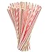 100PCS Drinking Straws, Jmkcoz Disposable Biodegradable Paper Straw for Birthday, Wedding, Baby Shower, Celebration and Hallowen Christmas Party Gold and Pink