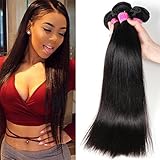 VRBest Hair Virgin Brazilian Straight Human Hair Extensions 3 Bundles Unprocessed Brazilian Virgin Hair Weave Bundles Natural Black Color (20 22 24 inches)