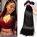 VRBest Hair Virgin Brazilian Straight Human Hair Extensions 3 Bundles Unprocessed Brazilian Virgin Hair Weave Bundles Natural Black Color (20 22 24 inches)