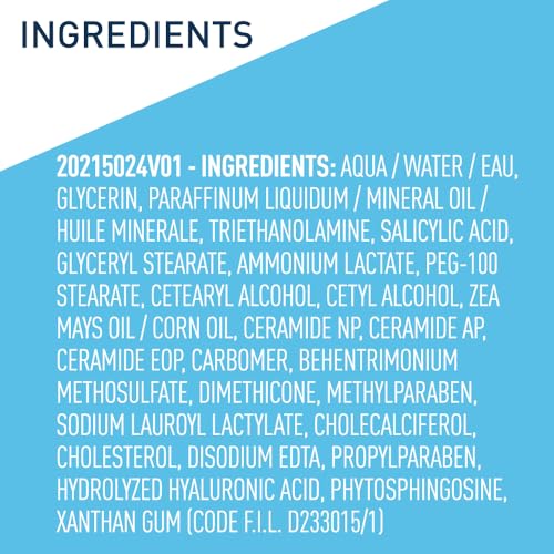 CERAVE SA LOTION FOR ROUGH & BUMPY SKIN, VITAMIN D, HYALURONIC ACID, LACTIC ACID & SALICYLIC ACID LOTION, FRAGRANCE FREE & ALLERGY TESTED, 8 OUNCE