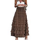 Comfy Stylish Women's Tiered Tulle Maxi Skirt - Sheer Mesh Aline Flared Elastic Waist Long Skirt - Party Wear