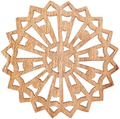 Natural Mango Wood Trivet Tea Pot Holder Heat Resistant Durable Handmade Kitchen Dining Table Accessories Dia 8'' Inch Beautiful Gift on all Occasions. (brown) (4)
