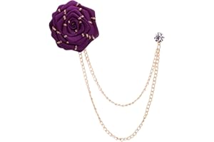 GUAFEIH Fashion Bridegroom Wedding Brooches Fabrics Handmade Rose Flower Brooch Lapel Pin Badge Tassel Chain Men's Suit Accessories
