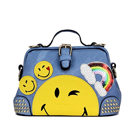 CMK Trendy Kids Girls  Emoji Purse and Handbags for Teens Cross Body Bags Toddler Doctor Bag (81000_Blue)
