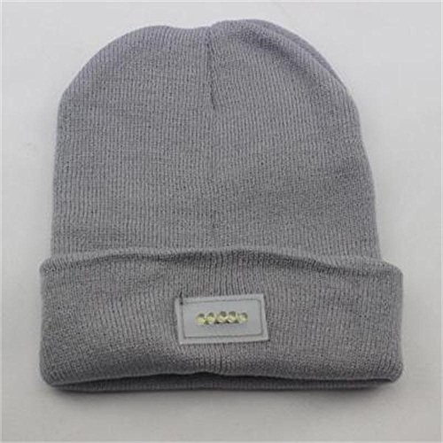 Extremely Bright LED Lighted Beanie, Cap, Hat! Unisex! Perfect Hands Free Flashlight for Jogging, Dog Walking, Hunting, Camping, Grilling, and More (One size, gray#)