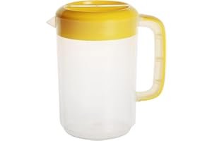 Plastic Pitcher with Lid, Large Water Drink Pitcher, Ice Tea Pitchers with Handles for Party for Ice Tea, Lemonade, Yellow