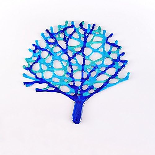 Beach House Fused Glass Ocean Blue Coral Wall Art