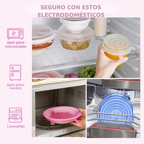 Reusable Silicone Lid 18 Pack - Extendable 6 Different Sizes for Jars, Bowls, Bottles - Food Permanence