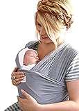 MoM-me Baby Wrap - Baby Carrier - 4 in 1 Multi-Use - Nursing Cover - Postpartum Belt - Baby Sling - Soft Infant Carrier - Perfect for Baby Showers - Neutral Grey for Girls and Boys