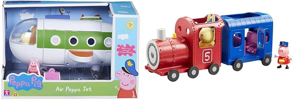 Peppa Pig 06227 Air Peppa Jet Figure & 06152 Miss Rabbits Train and ...