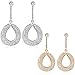 Mytys Fashion Jewelry Gold and Silver Tone Mesh Crystal Oval Hollow Dangle Earrings Pieced