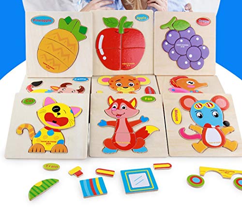 Kaimu Baby Wooden Puzzle Three Dimensional Educational Toys Early Kids Development Toy Pegged Puzzles - Thumbnail 6