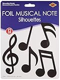 Beistle 55881 12-Pack Foil Musical Note Silhouettes Party Decorations, 5-Inch-10-Inch