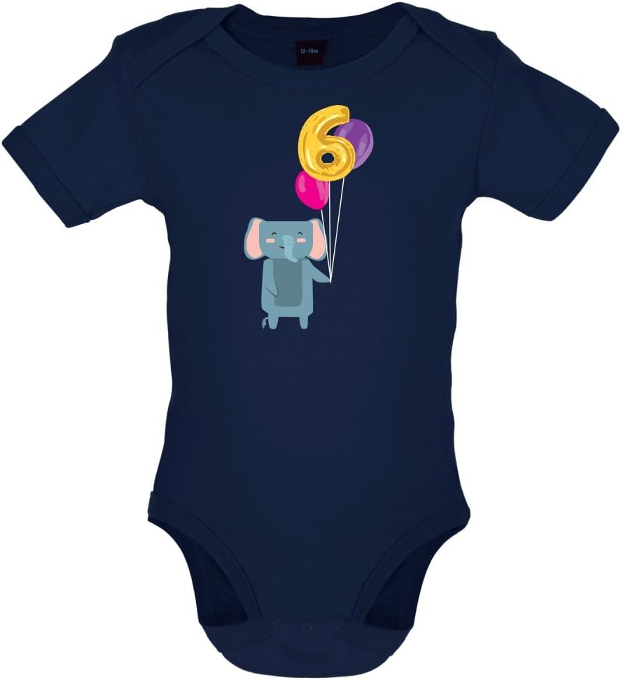 Dressdown 6th Birthday Elephant - Babygrow/Bodysuit - 0-18 Months