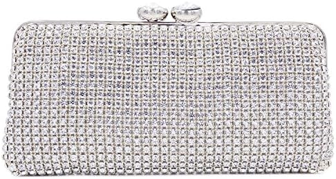 ILILAC Luxury Bling Bridal Clutch Purse with Diamond Clasp Lady Rhinestone Crystal Evening Bag for Party