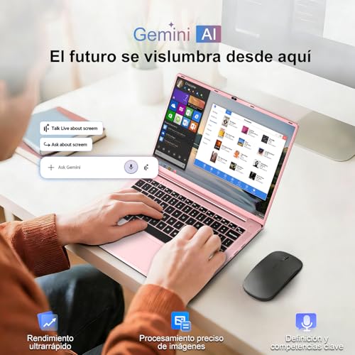 Laptop 14 Inch Celeron N5095 Upto 2.9 GHz Laptop 8GB RAM 256GB SSD TF 1TB LPDDR4 Win11 5G WiFi 1920*1080 FHD Mini HDMl Laptop Protective Film Spanish – Red Metallic Body-72