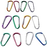 12Pcs Aluminum Carabiner D Ring, Includes Small 1.8" Carbineers, Medium 2.2" D Ring Clip, Biger 2.4" Multipurpose Carabiner Buckles (Each Size Randomly Mixed with 4 Colors).
