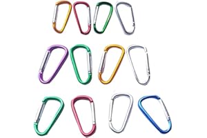 HEGANGLY 12Pcs Aluminum Carabiner D Ring, 1.8/2.2/2.4 Inch Lightweight D Shape Keychain Clip,Multipurpose D-Ring Carabiner Buckles (3 Sizes, 4 Pieces Each, Randomly Mixed with 4 Colors).
