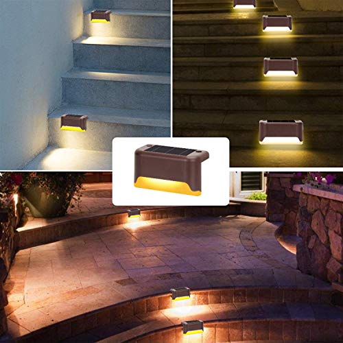 16 Pieces Outdoor Solar Deck Lights,Waterproof Step Led for Patio Back Yard Path and Driveway,Lights Up Stairs