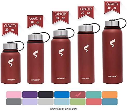 Stainless Steel Insulated Water Bottle - Wide Mouth Leak Proof Vacuum Outdoors Coffee Mug - Ice Cold Up to 24 Hrs/Hot 13 Hrs Double Walled Flask - Laser Marking