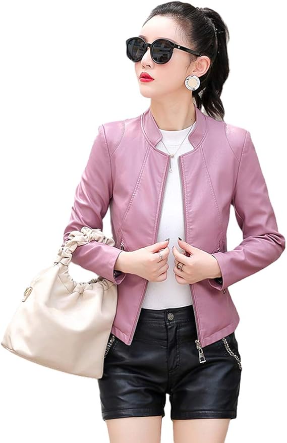 Amazon Kanshamingma ショート丈 レザージャケット アウター かっこいい バイカー 大きいサイズ ライダースジャケット ラムレザー レディース 本革 革ジャケット 革ジャン 皮ジャン ラム革コート ブルゾン ラムジャケット コート ジャケット 通販