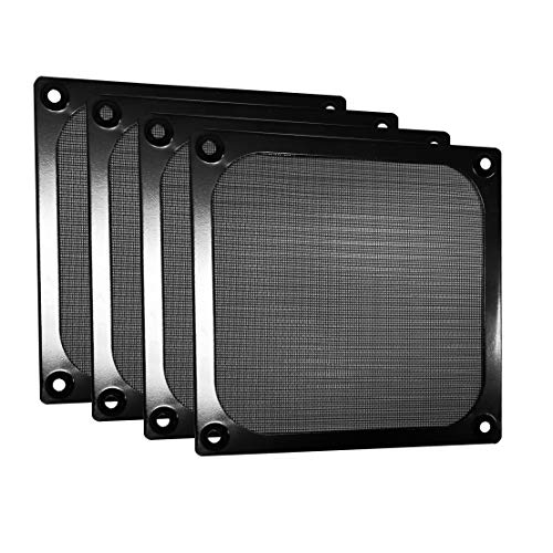 CENTERPOWER 120mm Black Ultra Fine PC Computer Fan Grills Filter Aluminum Dustproof Mesh Tool with Screws Set of 4