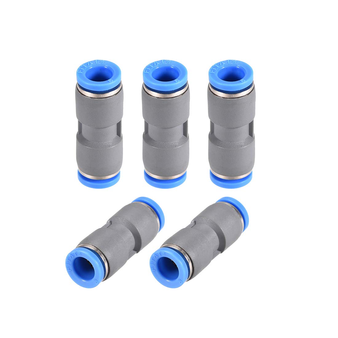 sourcing map Straight Push Connectors 8mm Quick Release Pneumatic Connector Plastic Union Pipe Tube Fitting Grey 5Pcs