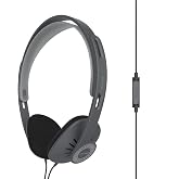 Koss KPH30i Retro Style On-Ear Headphones, Grey, Microphone, Wired | In-Line Microphone and Touch Remote Control, D-Profile Design, 3.5mm Jack