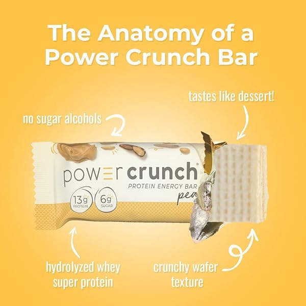 POWER CRUNCH PROTEIN WAFER BARS, HIGH PROTEIN SNACKS WITH DELICIOUS TASTE, PEANUT BUTTER CRÈME, 1.4 OUNCE (12 COUNT)