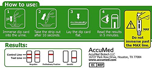 10 Pack AccuMed THC Test Marijuana Drug Test Kit - Single Panel Dip Card Weed Cannabis, 10 Tests (THC10-PP)