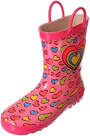 Lilly Girls' "Rainbow Heart" Rain Boots - pink, 10 toddler