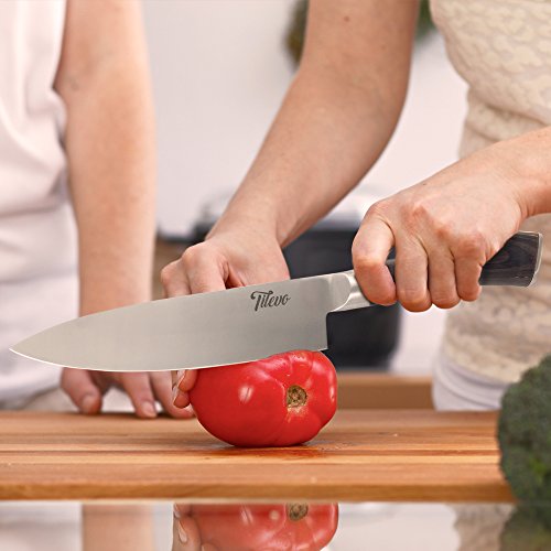 image for Tilevo Chef Knife - 8 Inch Carbon Steel Knife Sharp Blade & Balanced C